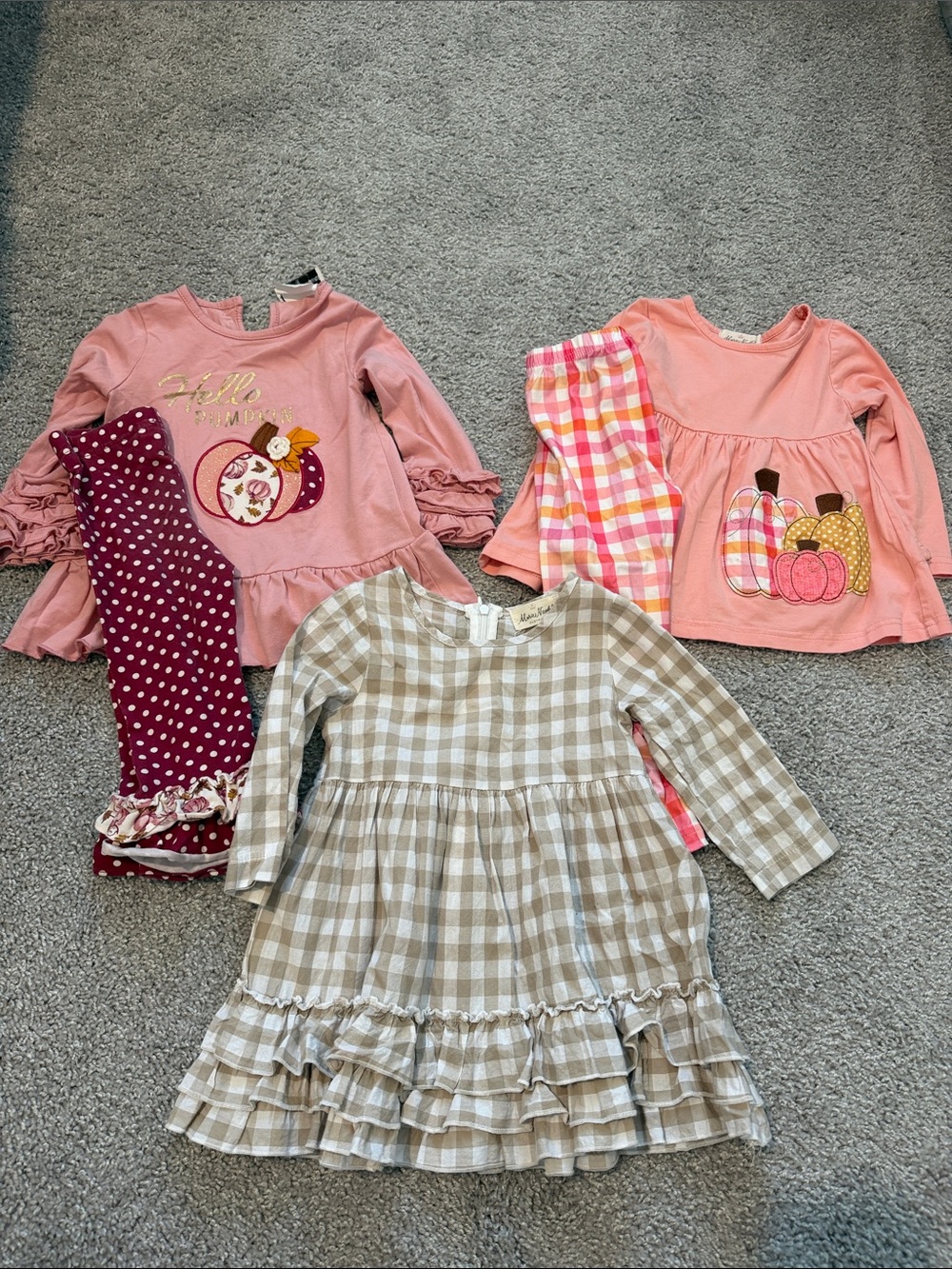 Rare Editions Girls' Pink Pumpkin Ruffle Dress & Coordinating Tops Set